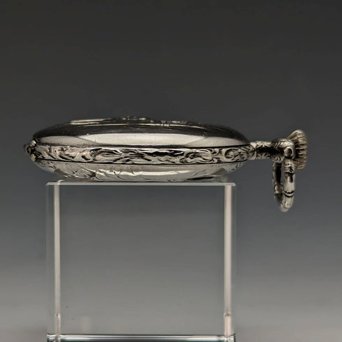 1909年頃 アンティーク ロンジン 懐中時計 浮彫彫刻 銀側ハンターケース 動作良好